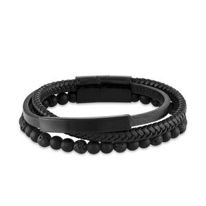 ESQUIRE Stainless Steel & Onyx Beaded Bracelet